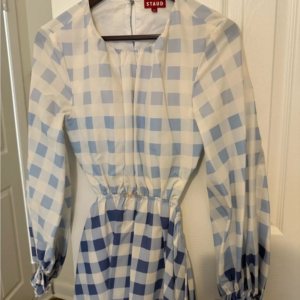 Staud Blanche Checkered Midi Dress, Size XS - Picture 3 of 6